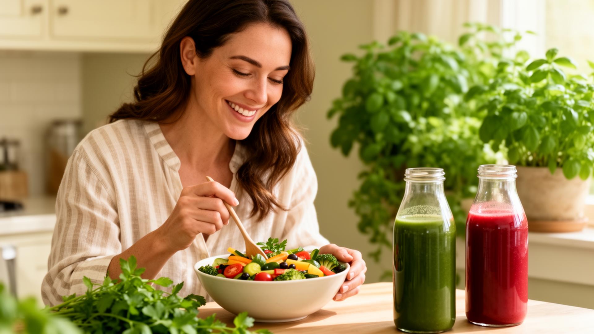 Woman enjoying a fresh Jolie meal